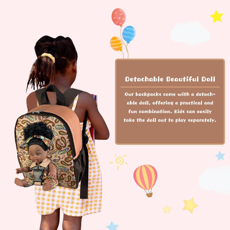 Nice2you 10-Inch Black Reborn Doll with Backpack for Girls, Lifelike and Stylish, Safe and Durable, Ideal Gift for 2-6 Year Olds