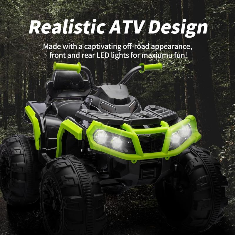 Hikiddo Kids ATV 4 Wheeler, 24V Electric ATV Ride-On Toy for Big Kids w Bluetooth, 400W Motor, LED Headlights