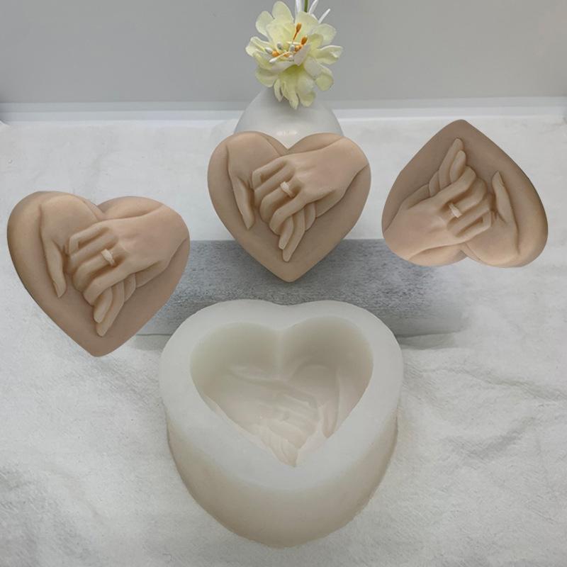 Heart & Hand Design Silicone Mold, Heart Shaped Silicone Mold, DIY Candle Soap Making Mold, Handmade Craft Mold