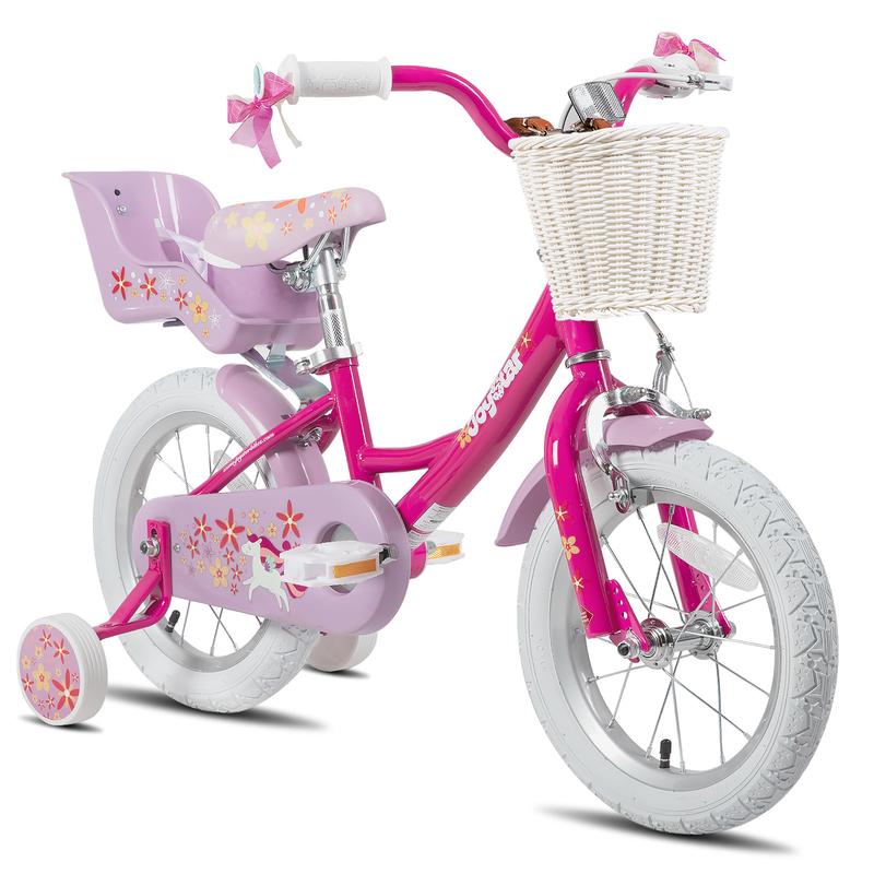 JOYSTAR christmas 2024 ornament Girls Bike for 2-9 Years Old Kids 12-18 Inch with Training Wheels Basket and Doll Seat kickstand