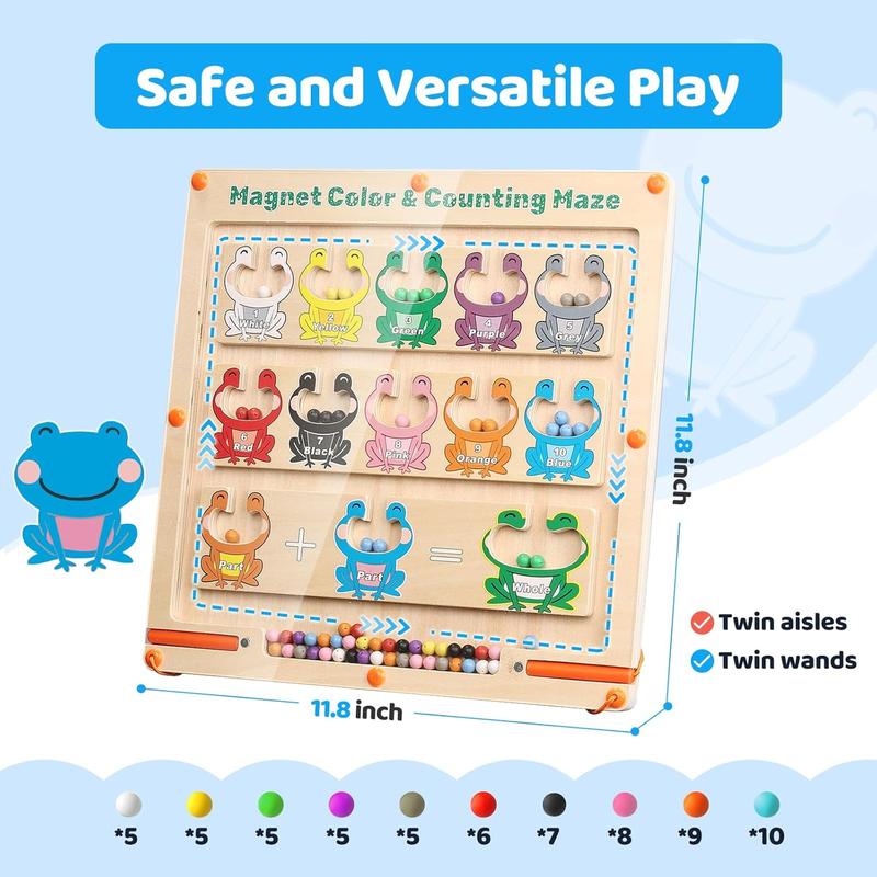 Magnetic Color and Number Maze Montessori Toys Wooden Magnet Color Matching Learning Counting Puzzle Board  Preschool Toys