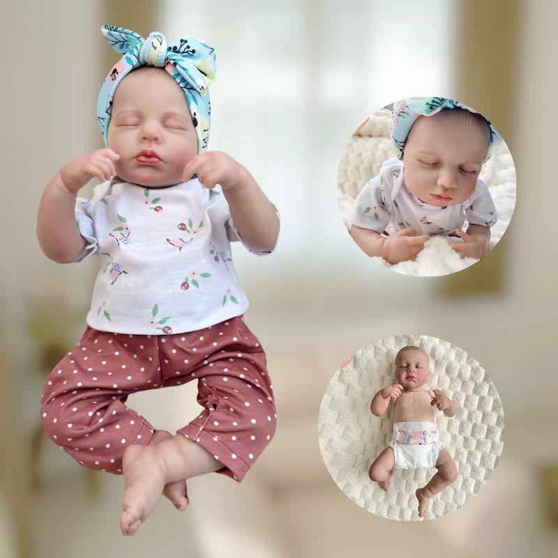 Reborn Baby Dolls-18 inch Sleeping Realistic Newborn Baby Dolls, Soft Cloth Body with Feeding Toy for Kids Age 3+