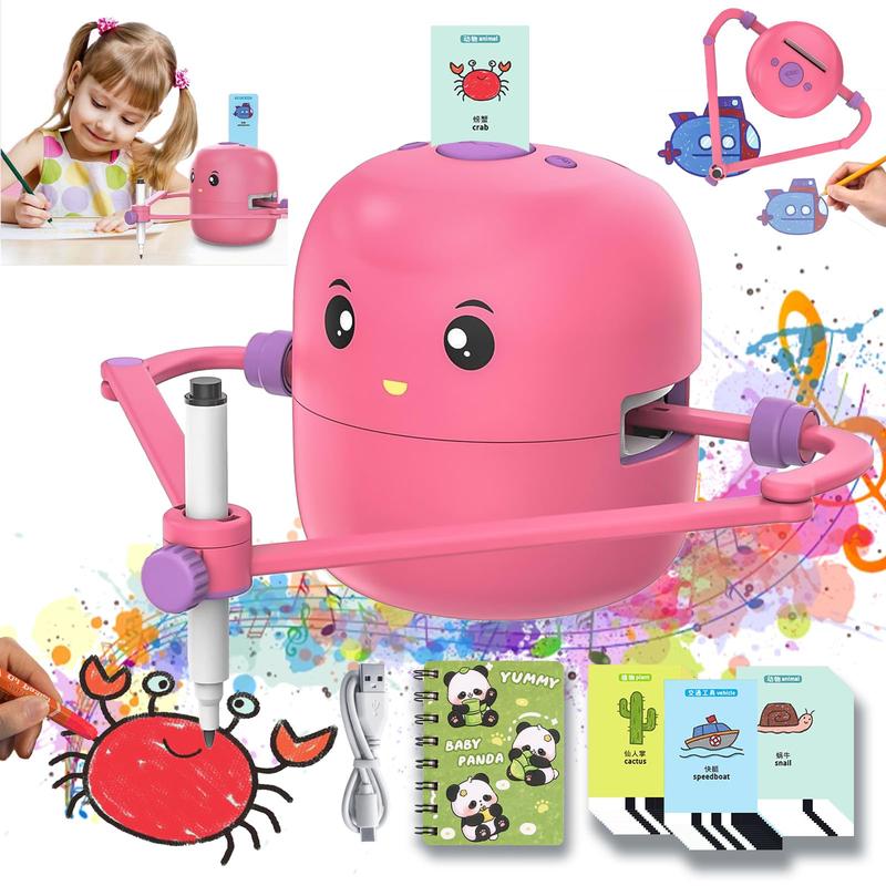 Drawing Robot for Kids, 2025 New Interactive Learning Toys with 100 Drawing Cards, Suitable for Children Aged 4 to 12, Music Voice Interaction Function, USB Rechargeable, Drawing Robot