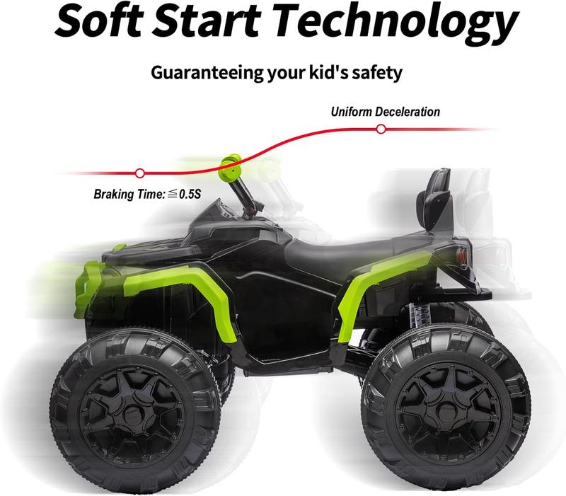 Hikiddo Kids ATV 4 Wheeler, 24V Electric ATV Ride-On Toy for Big Kids w Bluetooth, 400W Motor, LED Headlights