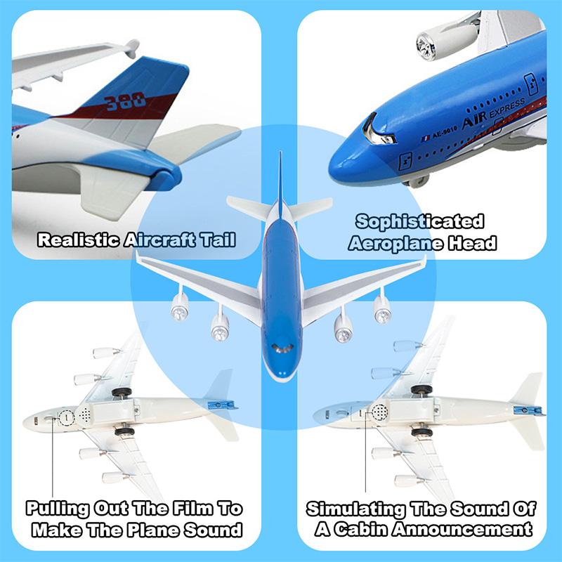 Crelloci Pull Back Die Cast Model Plane with Lights & Sounds, Airplane Toys, Bump and Go Action,  3D Anatomy View, Aircraft Vehicles Gift for Kids