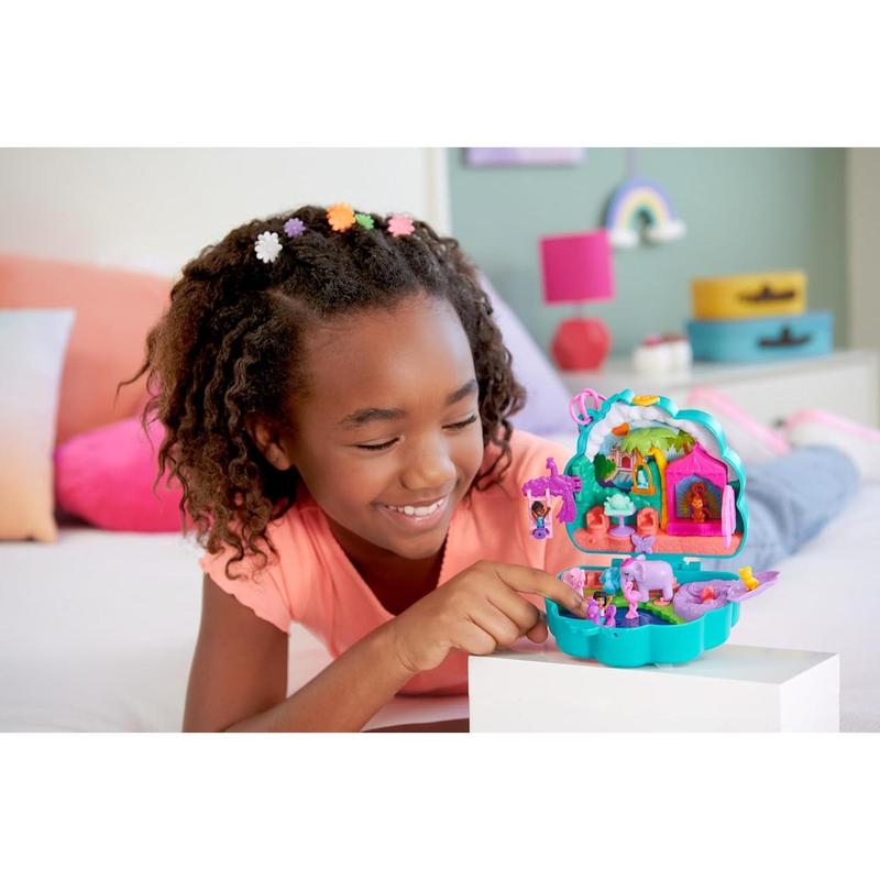 Polly Pocket Compact Playset, Otter Aquarium with 2 Micro Dolls & Accessories, Travel Toys with Surprise Reveals ( Exclusive)