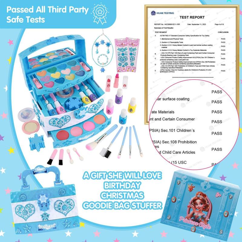 CHRISTMAS GIFT Toys for Girls,Washable Real Kid  Pretend Play-Makeup-Kit-for-Girl,Toddler-Toys for 3 4 5 6 7 8 9 10 11 12 Year Old Girls,Christmas Birthday Frozen Gifts for Girls,Makeup