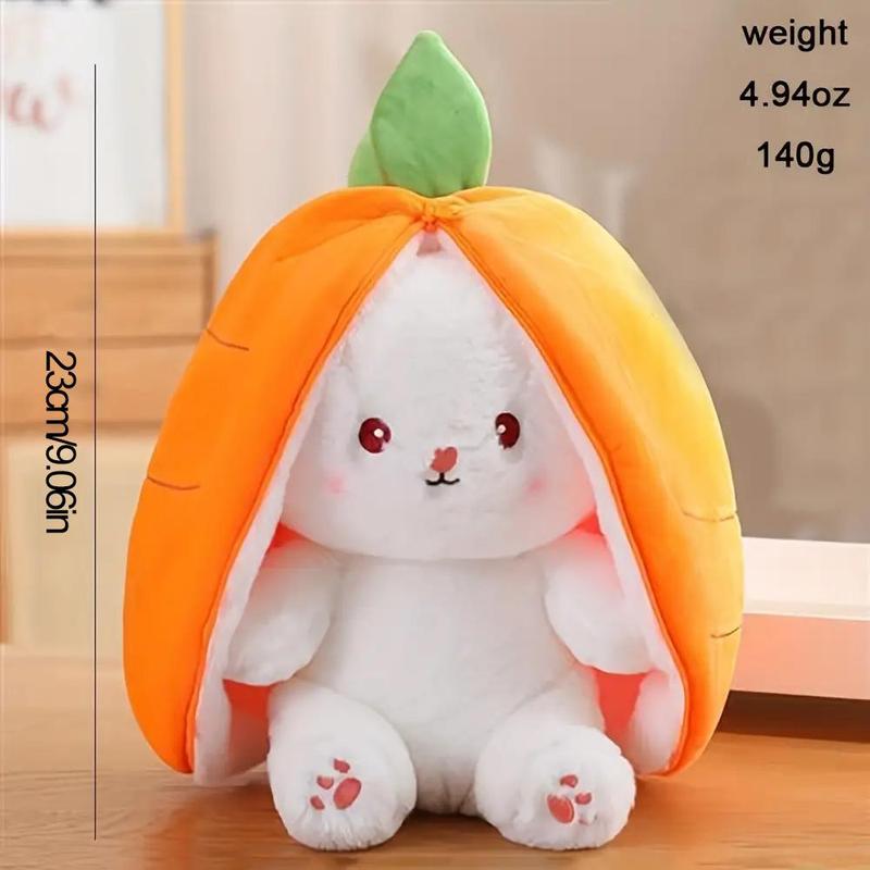 Random Color Strawberry Bunny Plush Toy, Soft Zipper Plush Toys, Easter Essentials Soft Cute Plushies Gifts for Kids, Adults, Pets