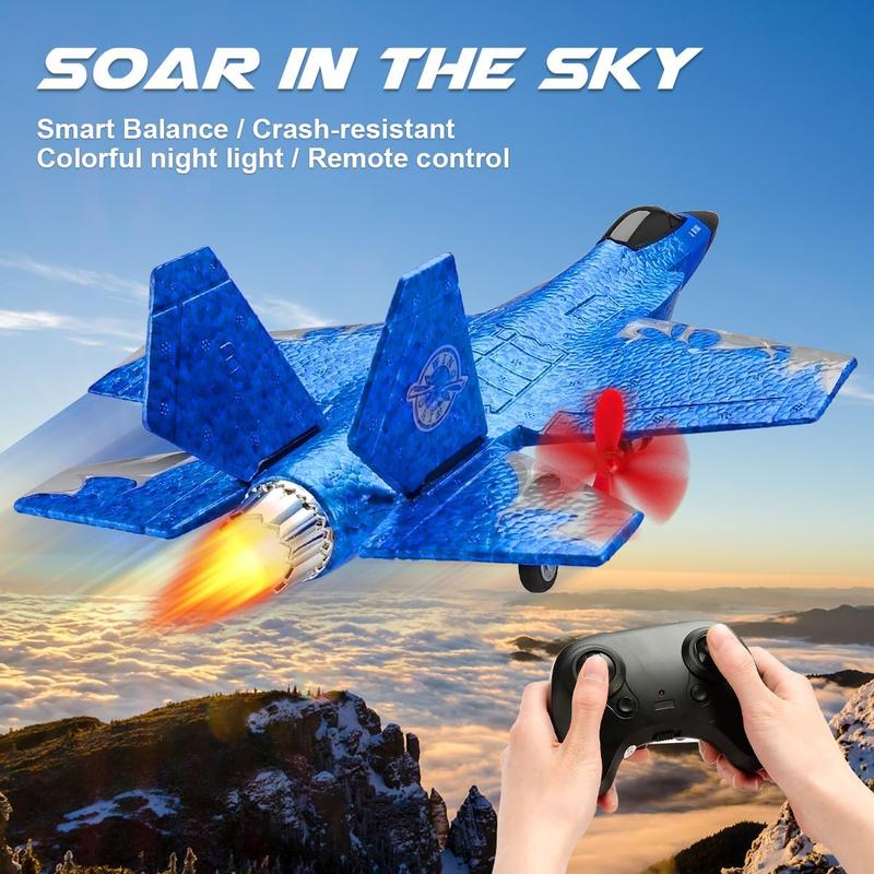 RC Airplane F-35 Remote Control Lightning II Jet Plane, 2.4Ghz Smart Gyro Easy to Fly for Kids Adults Beginners (Blue)