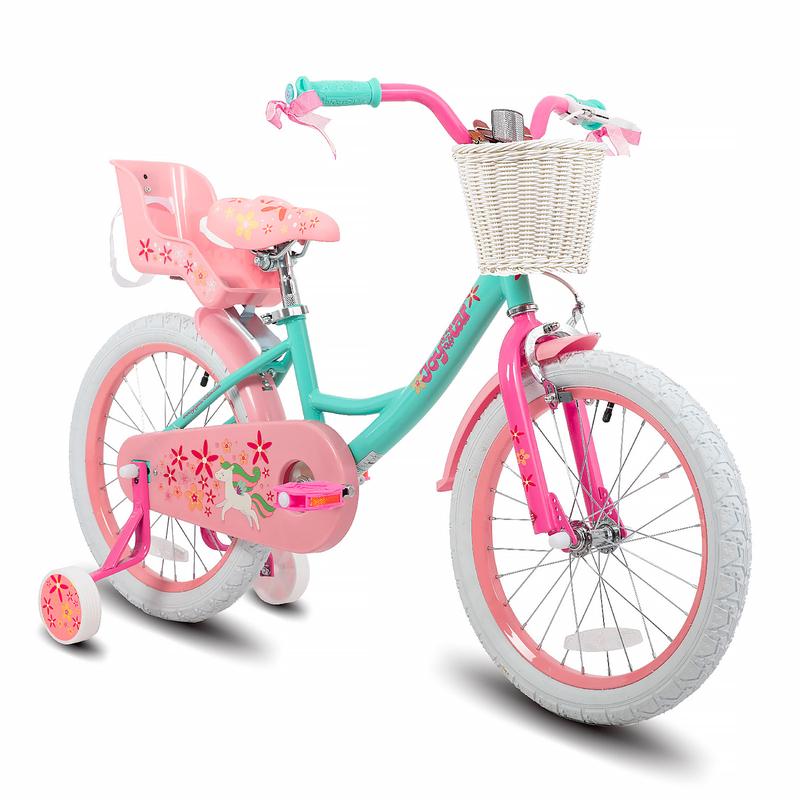 JOYSTAR christmas 2024 ornament Girls Bike for 2-9 Years Old Kids 12-18 Inch with Training Wheels Basket and Doll Seat kickstand