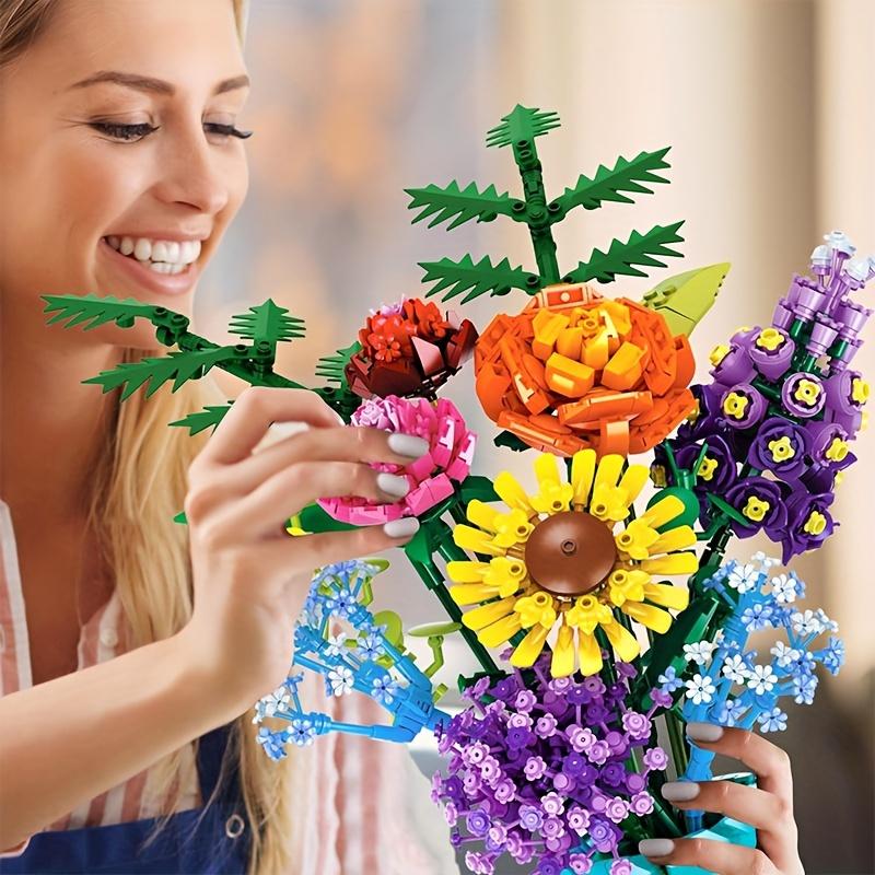 Flowers Bouquet Building Blocks Set with Vase, Flower Botanical Mini Building Toy Christmas Gift for Adults, Teen Girls, Home, Office Decor- 1853pcs