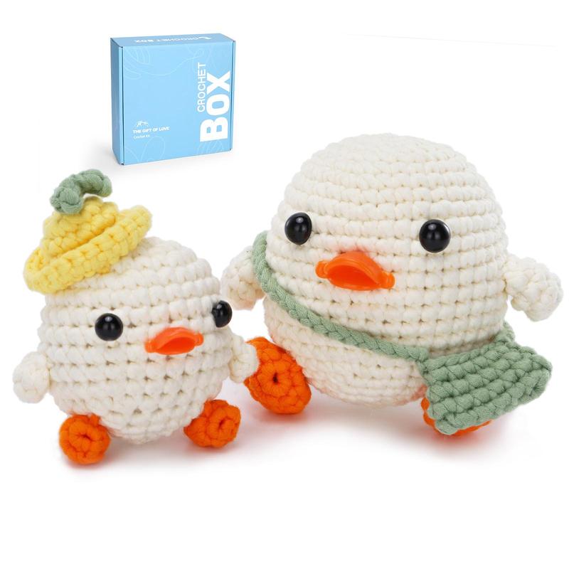 Cute Duck Design Crochet Kit, 2 Counts set Crochet Box Duck Doll Material Pack, DIY Crochet Kit for Beginners, Knitting & Crochet Supplies