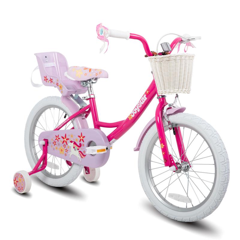 JOYSTAR christmas 2024 ornament Girls Bike for 2-9 Years Old Kids 12-18 Inch with Training Wheels Basket and Doll Seat kickstand