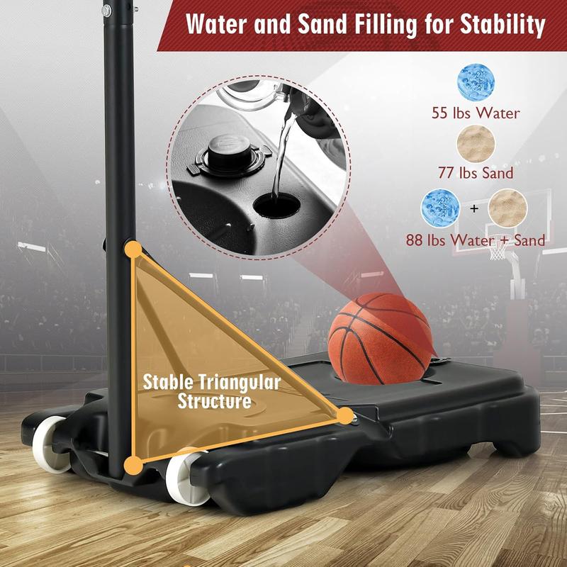 [ShopTab] Kids Basketball Hoop, 4.3 to 8.2 FT Adjustable Height, Ball Storage, Indoor Outdoor Weather-Resistance Basketball Hoop System for Kids