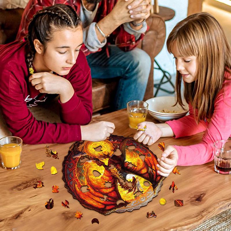 Fiery Dragon Wooden Jigsaw Puzzle - Classic Toy Puzzle for Kids and Adults