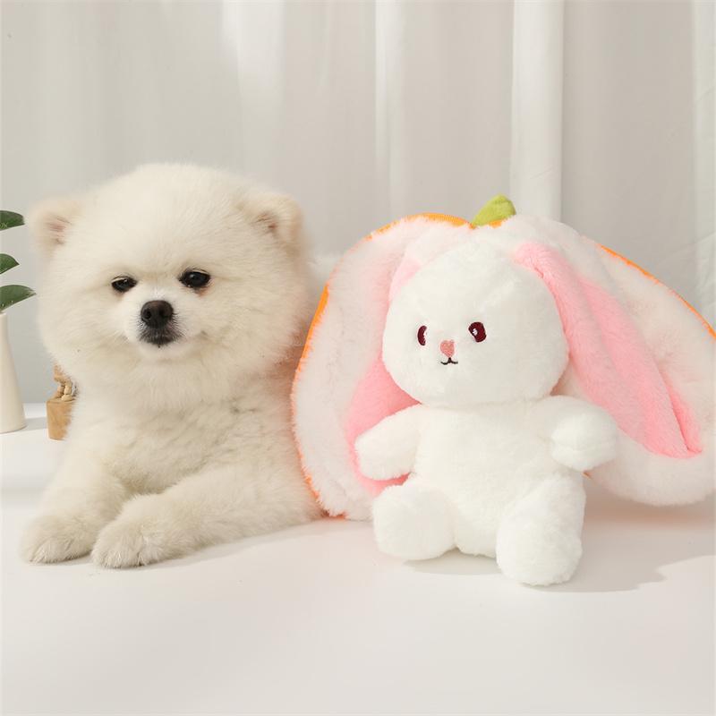 Random Color Strawberry Bunny Plush Toy, Soft Zipper Plush Toys, Easter Essentials Soft Cute Plushies Gifts for Kids, Adults, Pets