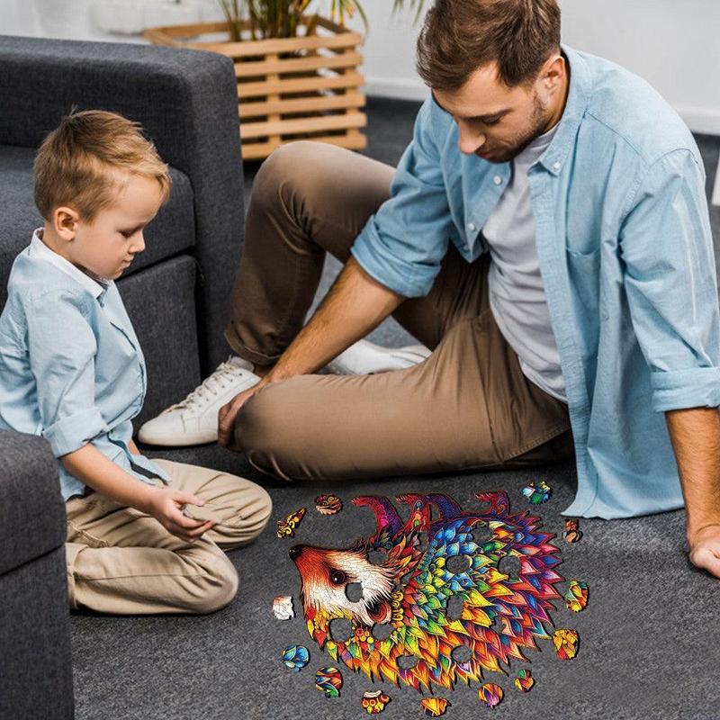 Cute Hedgehog Wooden Jigsaw Puzzle for Kids and Adults