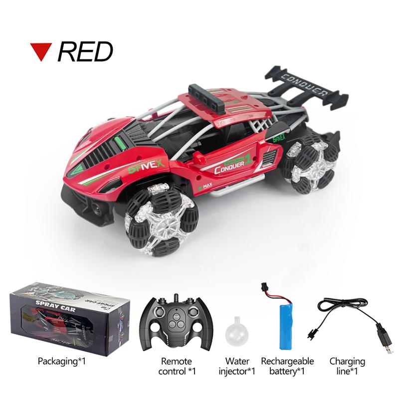 1:12 Remote Control Spray Four-wheel Drive Drift Racing Car RC High-speed with Rechargeable Battery Music Light 2.4 GHz six Channel 360-degree Flips Rotating Boy Children's Toy Car