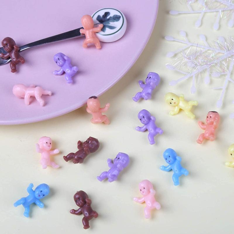 Mini Plastic Baby Dolls, 48pcs set Cute Baby Dolls, Baby Shower Ice Cube Game Ornaments, Birthday Gift for Boys and Girls