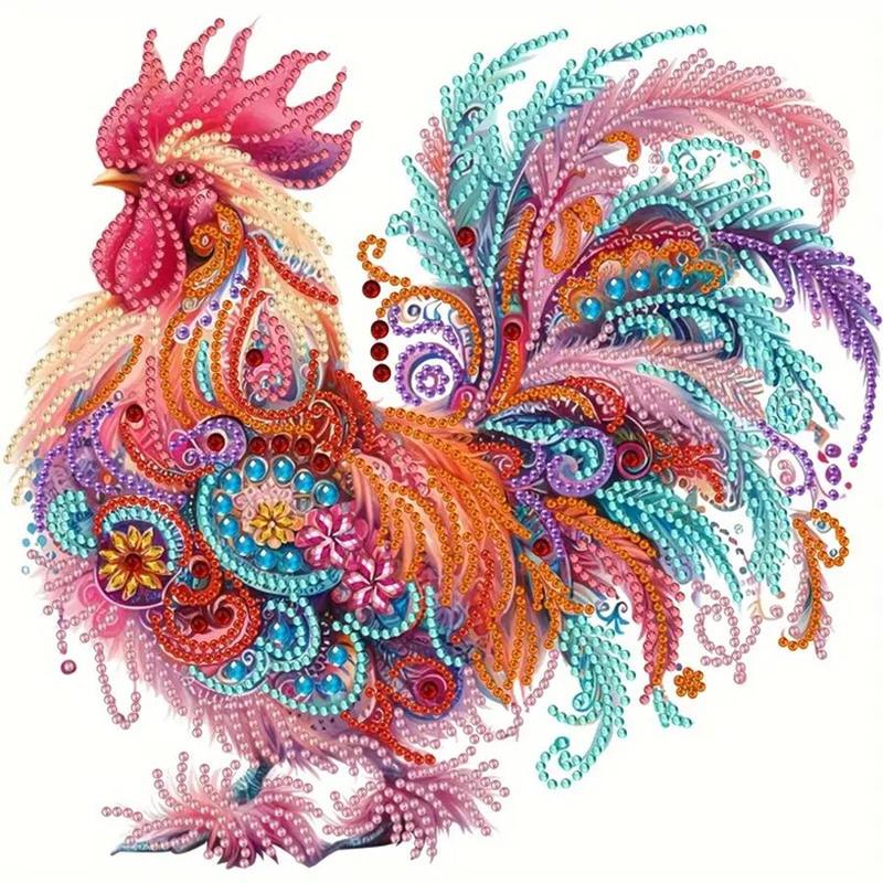 DIY Artificial Rhinestones Arts Painting Kit Without Frame, Rooster Pattern DIY Painting, Handmade Craft Art Decoration