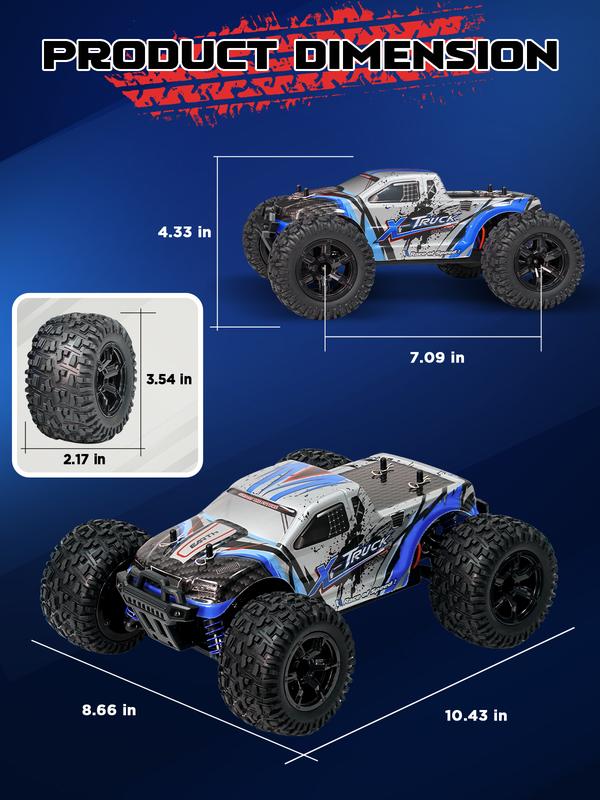 RC Car, 1:16 Scale Adult Childrend High Spee4WD Remote Control Car, 40+KMH, All Terrain Off-road Waterproof RC Monster Truck, 2.4GHz Fast RC Car, Suitable for All Ages, Gift for Boys 8-12 Years Old