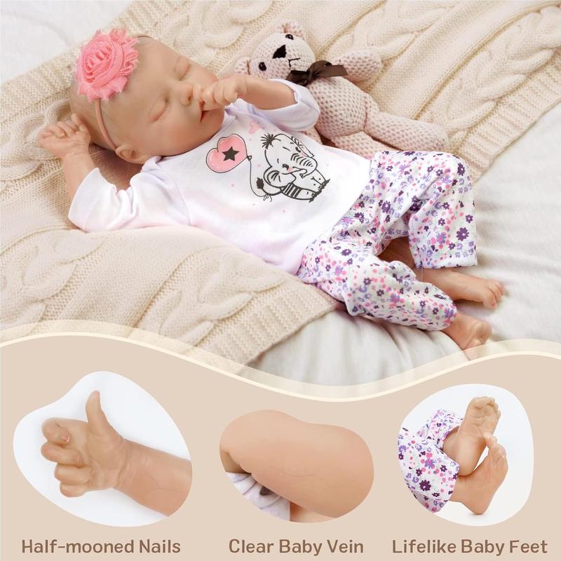 BABESIDE Lifelike Reborn Baby Dolls - 17Inch Soft Realistic-Newborn Baby Dolls with All Accessories Handmade Sleeping Babies Doll for Authentic Experience, for 3+ Years Old Girls