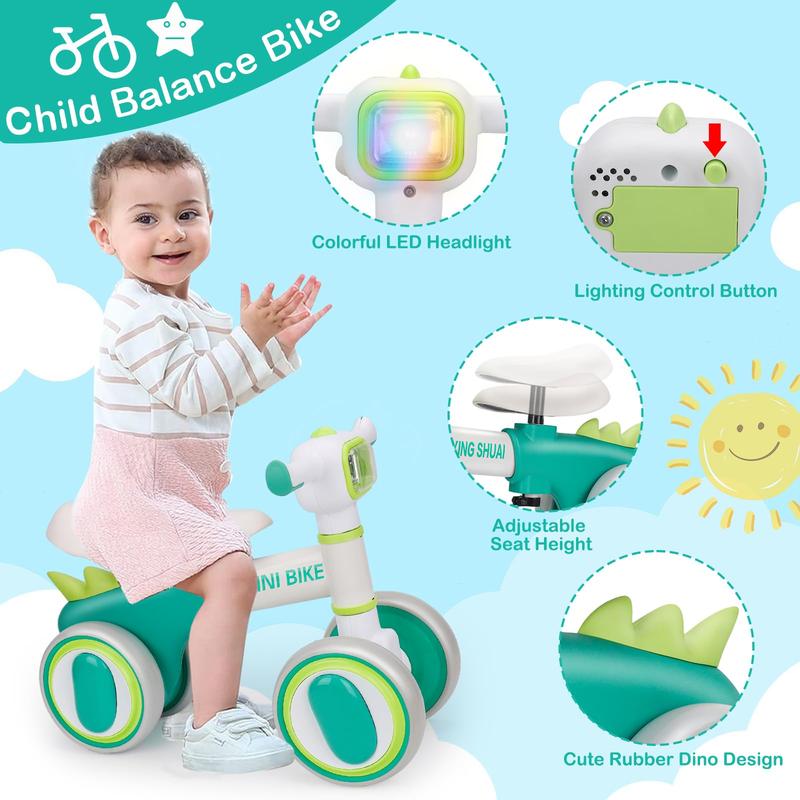 Balance Bike for Boys Girls Toddler Balance Bike 4 Wheels Mini Walking Ride on Toys with Colorful Lighting Birthday Gifts