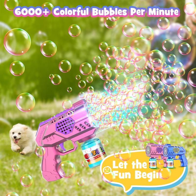 Christmas 2024 Gifts for Kids Zerhunt 2P Bubble Guns Blaster Machine Automatic With LED Light for Kid Outdoor Toys Beach Toy: Bubble Guns for Kids with Rich Bubbles - 10 Hole Non-Dipping Handheld Bubble Machine Gun Pack