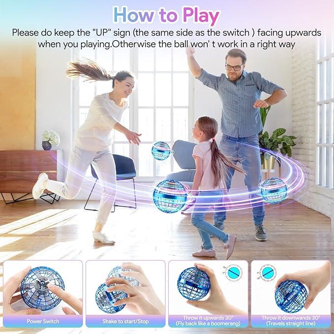 Magic Levitating Spinning Sphere – Rechargeable Glowing Flight Toy with Built-in Battery – Perfect Birthday or Christmas Gift for Kids orbball