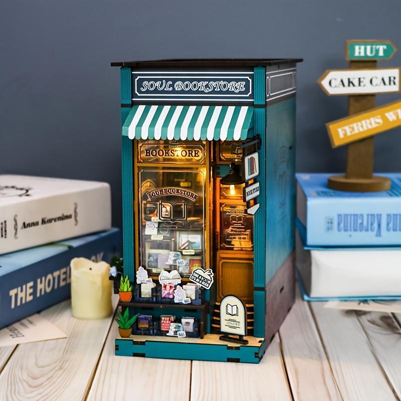 DIY Book Nook Kit, Miniature Bookstore Assemble Model Kit with Light Effect, Home Decor Micro Model, Perfect Gift for Teenagers and Adults