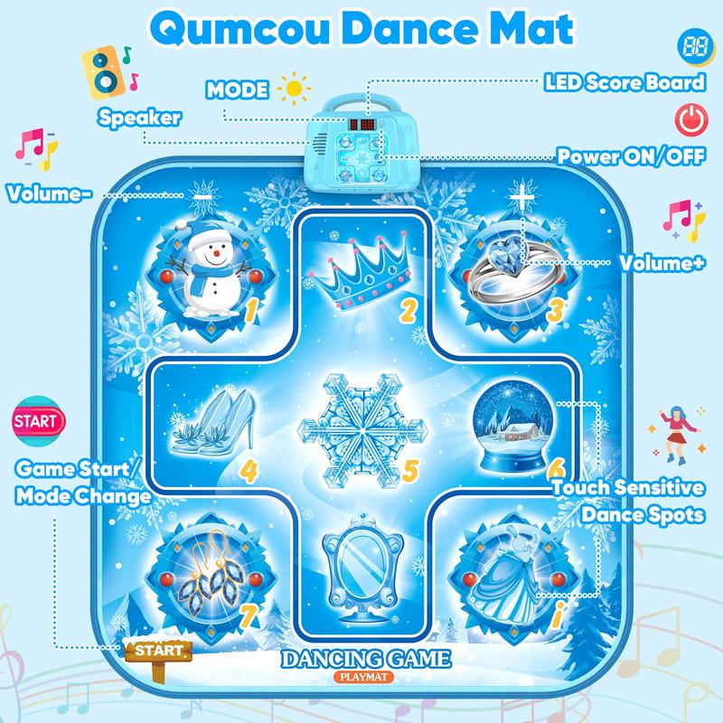 Dance Mat Toys for Girls Age 3 4 5 6 7 8-10 + Year Old, Girls Toys Age 6-8, Gifts for 3+ Year Old Girls, Dance Pad with LED Lights, 6 Game Modes, Built-in Music, Christmas Birthday Gifts for Kids