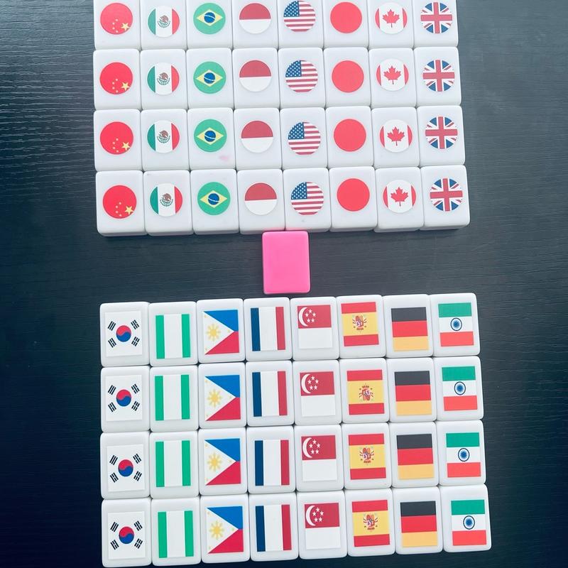 Friendly game set 65 tiles 3cm*2cm*1.4cm White Pink Flags partern