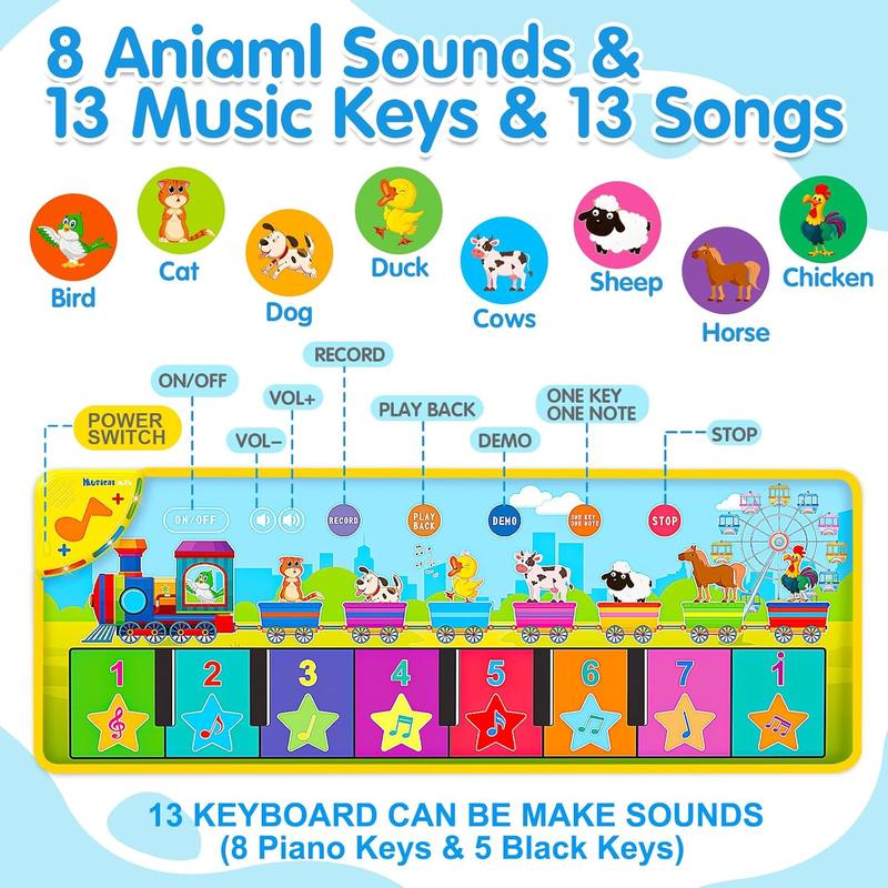 Floor Piano Mat for Toddlers 1-3 with 34 Music Sounds Educational Baby Musical Toys Toddler Toys Age 1-2 Sensory Interactive Learning Toys for 1 2 3 Year Old Boy Girl Birthday Gifts