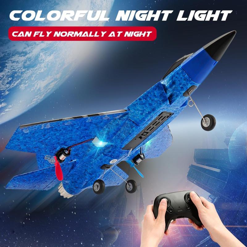 RC Airplane F-35 Remote Control Lightning II Jet Plane, 2.4Ghz Smart Gyro Easy to Fly for Kids Adults Beginners (Blue)