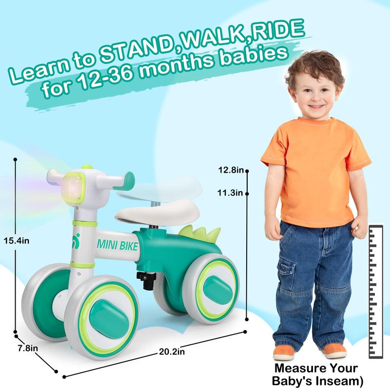 Balance Bike for Boys Girls Toddler Balance Bike 4 Wheels Mini Walking Ride on Toys with Colorful Lighting Birthday Gifts