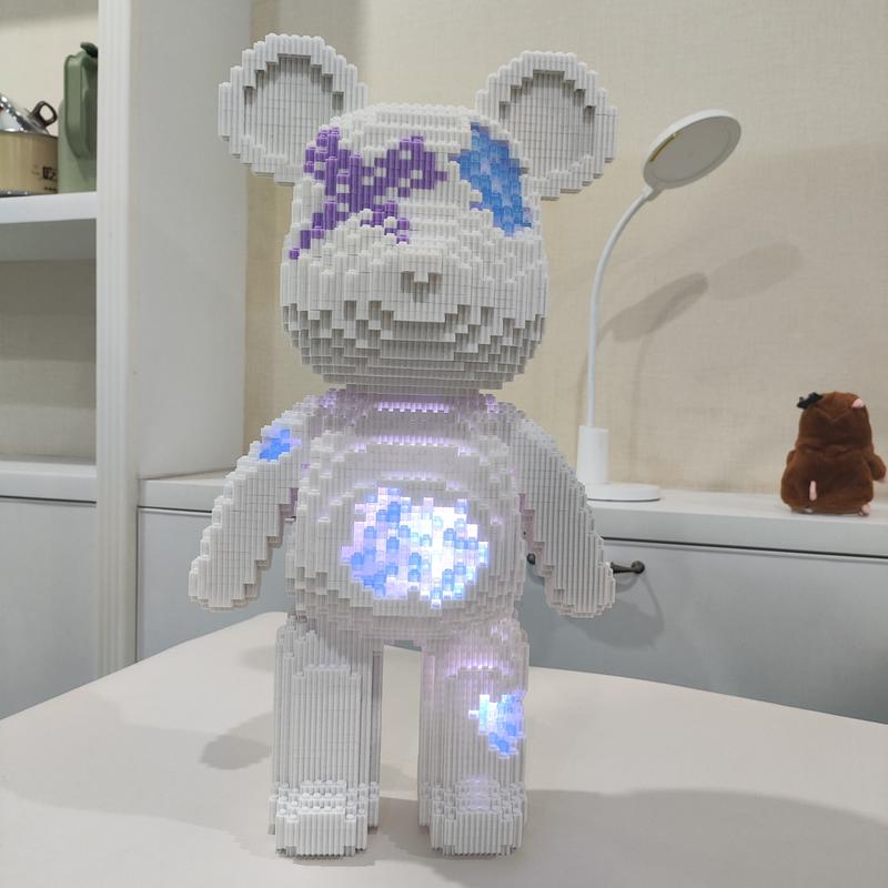 Crystal Broken Bear-Multi color compressed link small building block series