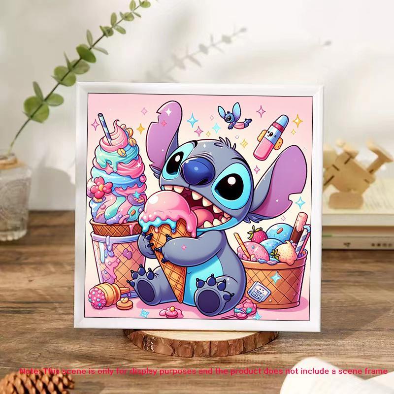 Cartoon Stitch Pattern Diamond Arts Colorful Painting Kit, DIY 5D Diamond Arts Crafts without Frame, Creative Wall Art Decorations