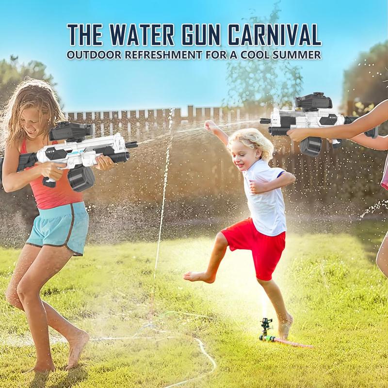 Electric Water Gun, Automatic Water Gun Powerful Full Auto Water Guns High Capacity with Tank and Water Bottles Can be Added 30 Feet Long Range Squirt Guns for Adults and Kids (White)