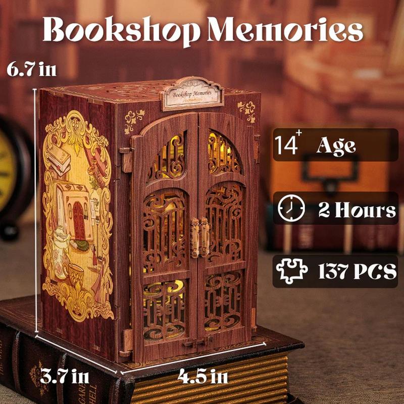 DIY Dollhouse Booknook Bookshelf Insert Decor Alley with LED Light - CUTEBEE Wood DIY Package