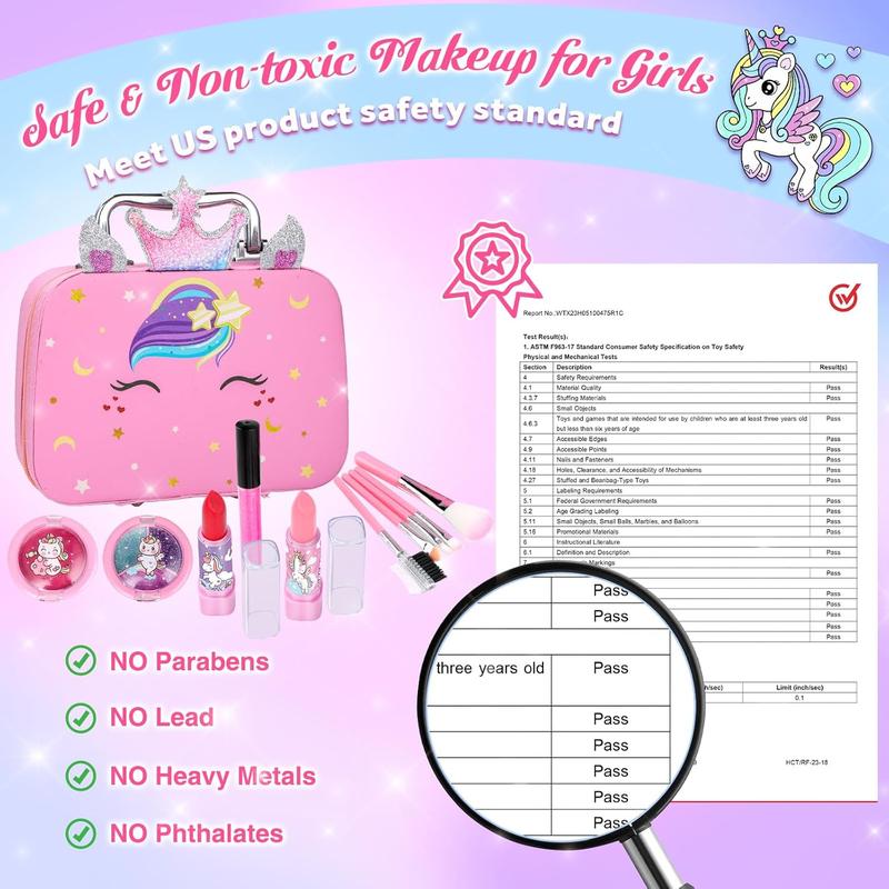 Christmas gift  Kids Makeup Kit for Girl Toys, Washable Girls Makeup Kit for Kids with Unicorn Bag, Make Up Kit for Girls Toddler Princess Toys Christmas Birthday Gifts for Girls Age 3 4 5 6 7 8 9 10 11 12