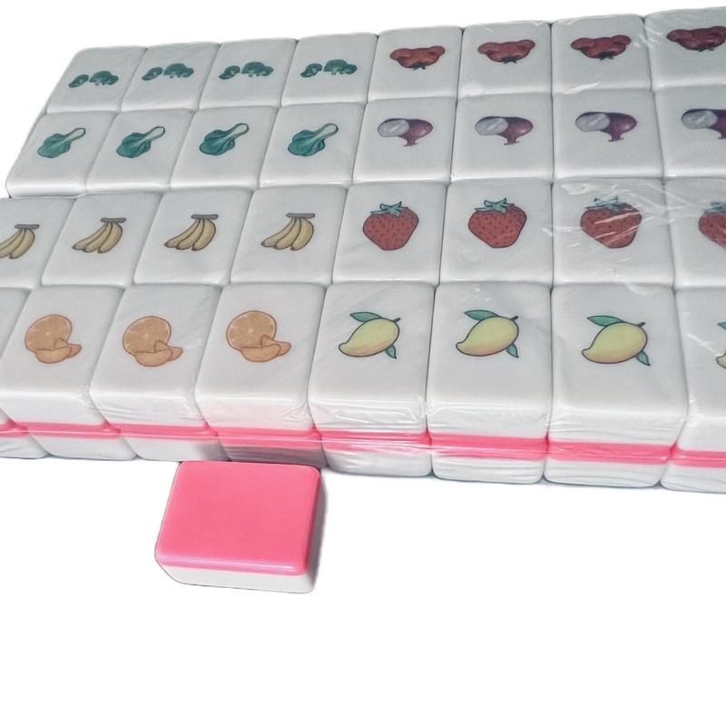 Friendly game set 65 tiles 3cm*2cm*1.4cm White Pink Fruits & Vegetables partern