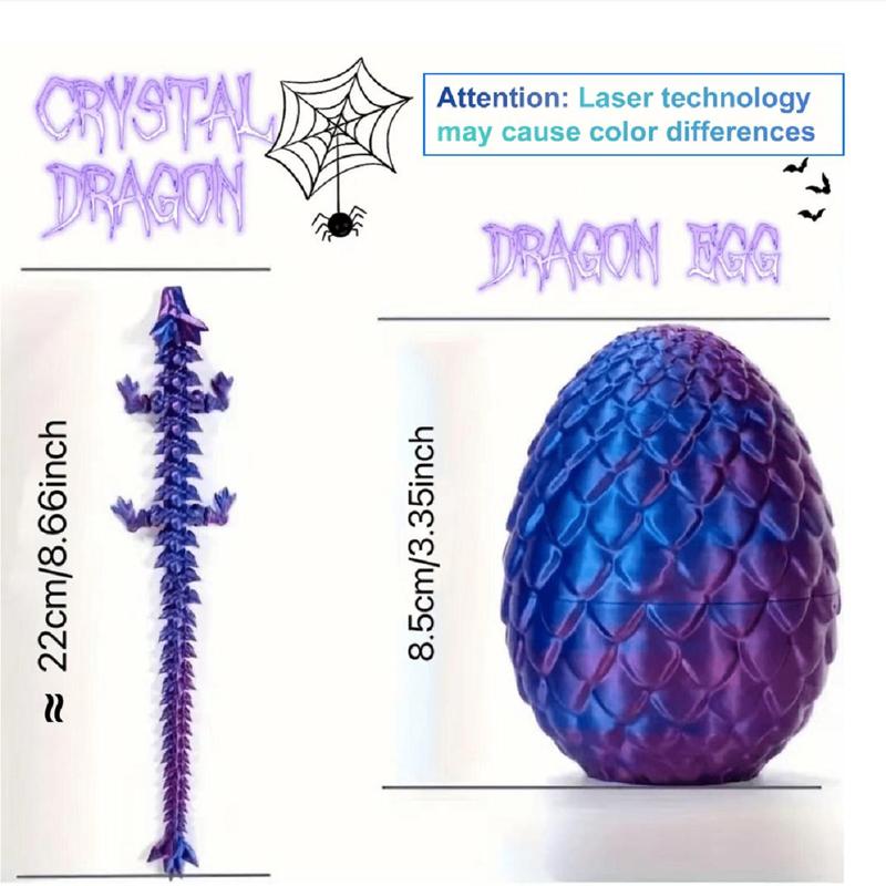 Dragon & Egg Design 3D Printed Fidget Toy, 2 Counts set Creative Collectible Ornament, Room Ornaments Gothic Decor