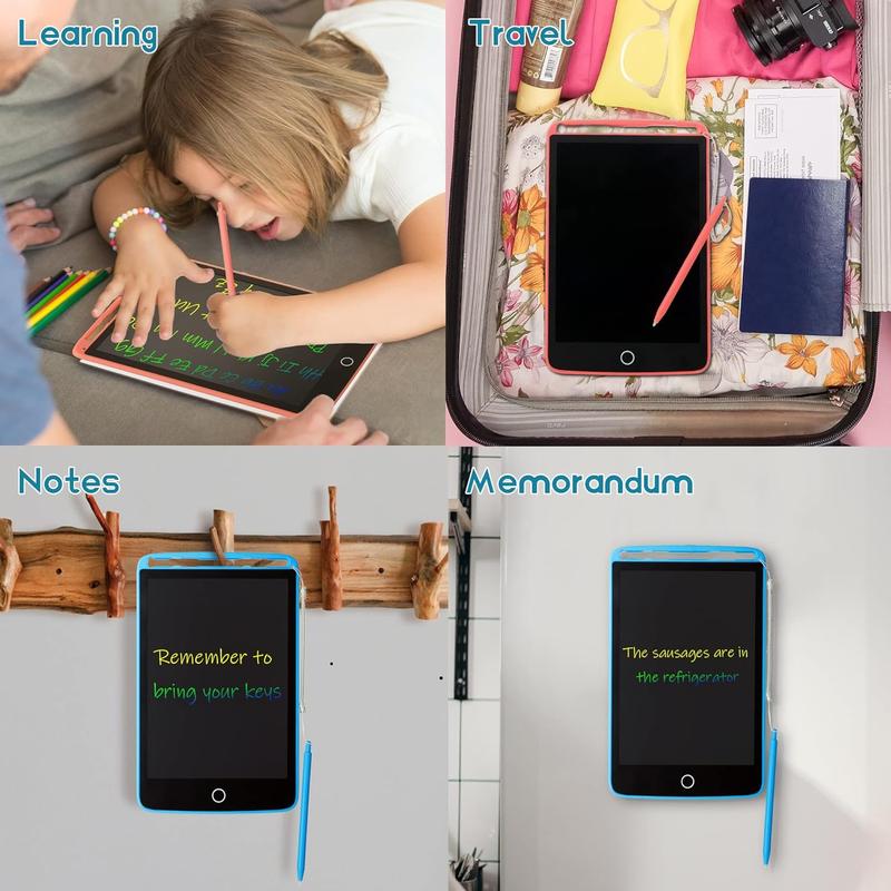 2 Pack LCD Writing Tablet for Kids - Colorful Screen Drawing Board 8.5inch Doodle Scribbler Pad Learning Educational Toy (Blue Pink)