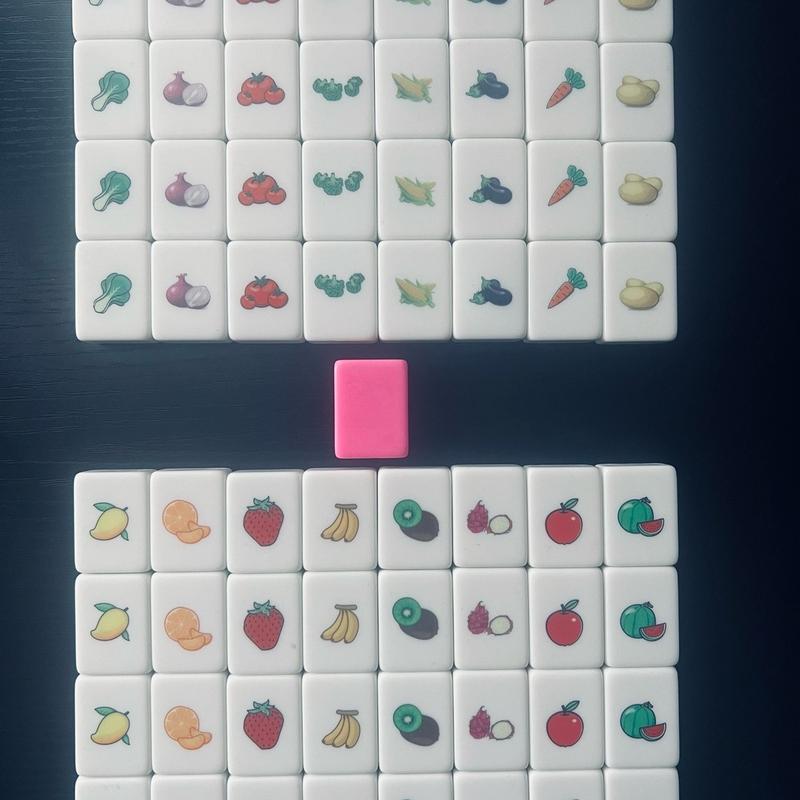 Friendly game set 65 tiles 3cm*2cm*1.4cm White Pink Fruits & Vegetables partern