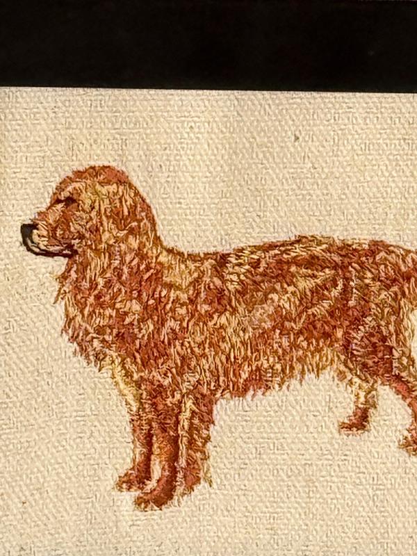 Golden Retriever Machine Embroidered and Framed!  Other Breeds and Designs Available!