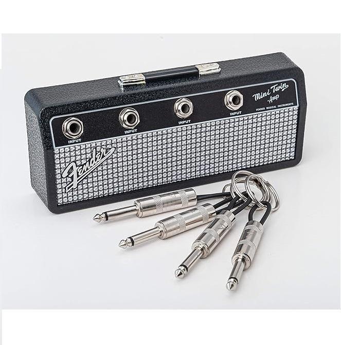 Guitar amp key holder, includes 1 wall mounting kit,4 guitar plug keychains ,quick and easy installation