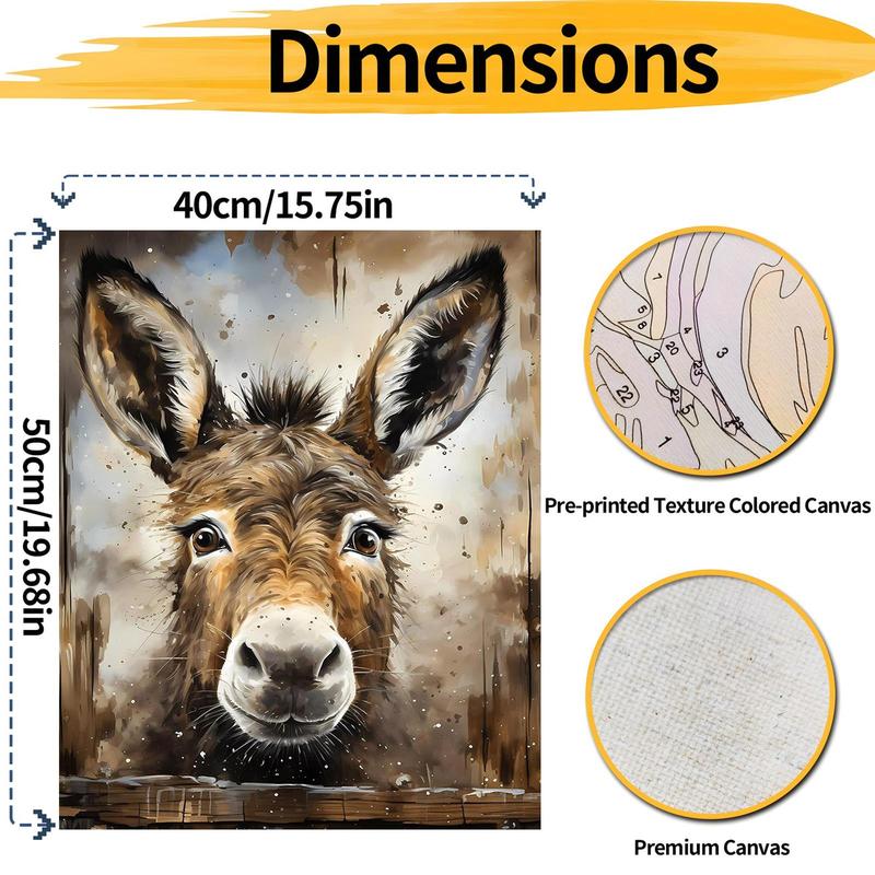 Donkey Pattern DIY Painting By Numbers Kit, 1 Set DIY Paint By Numbers Kit without Frame, Wall Art Decoration for Home Living Room Bedroom