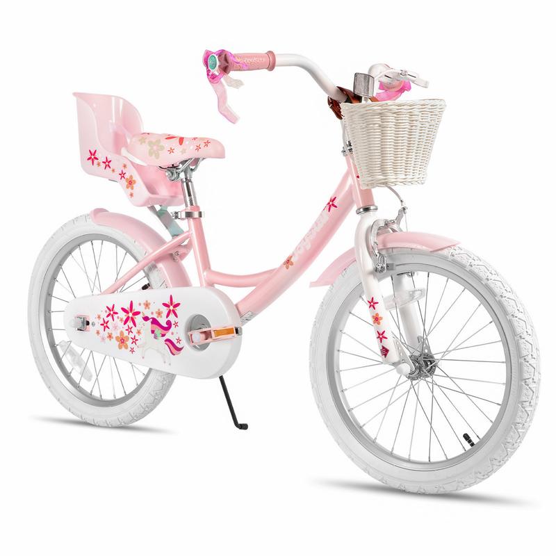 JOYSTAR christmas 2024 ornament Girls Bike for 2-9 Years Old Kids 12-18 Inch with Training Wheels Basket and Doll Seat kickstand