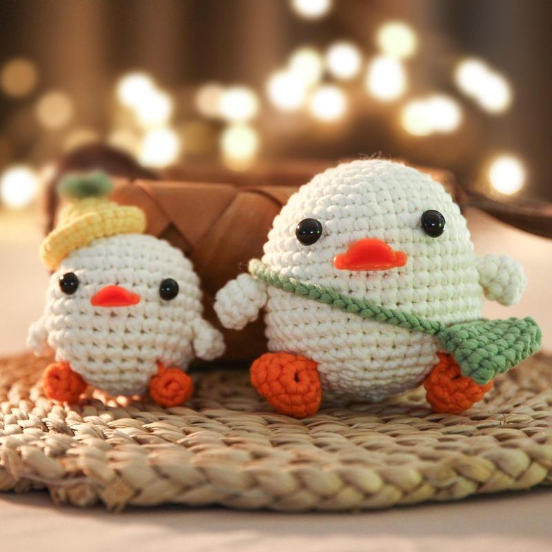 Cute Duck Design Crochet Kit, 2 Counts set Crochet Box Duck Doll Material Pack, DIY Crochet Kit for Beginners, Knitting & Crochet Supplies