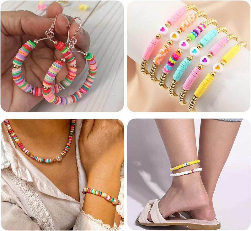 6000Pcs 24 Colors Polymer Clay Beads Bracelet Making Kit,Friendship Bracelet kit,6mm Heishi Beads for Jewelry Making with Charms,Gifts